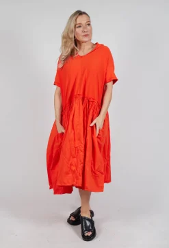 Rundholz Dip Dresses^Jersey Pleated Dress with Dropped Waist in Mandarine