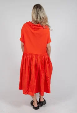 Rundholz Dip Dresses^Jersey Pleated Dress with Dropped Waist in Mandarine