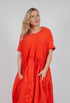 Rundholz Dip Dresses^Jersey Pleated Dress with Dropped Waist in Mandarine