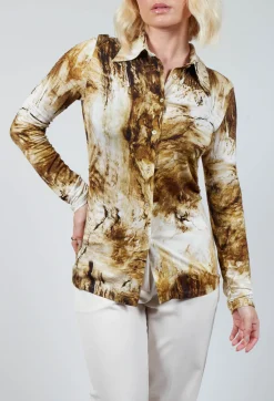 Beatrice B Shirts & Blouses^Jersey Shirt with Amber Marble Print