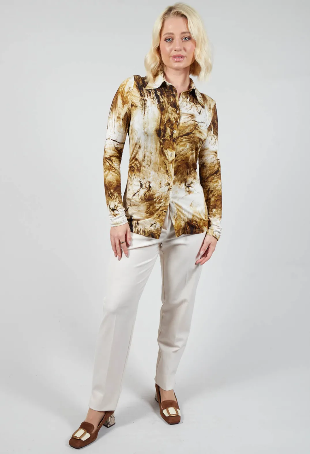 Beatrice B Shirts & Blouses^Jersey Shirt with Amber Marble Print