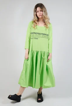 Rundholz Black Label Dresses^Jersey Top Dress with Lettering Motif in Lime Print
