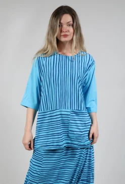 Bread and Butter Tops^Jersey Top in Turquoise with Blue Lines