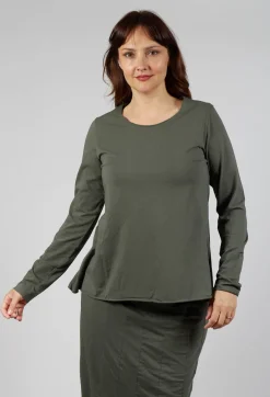 Rundholz Black Label Tops^Jersey Top with A-Line Hem in Camp