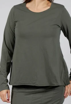Rundholz Black Label Tops^Jersey Top with A-Line Hem in Camp