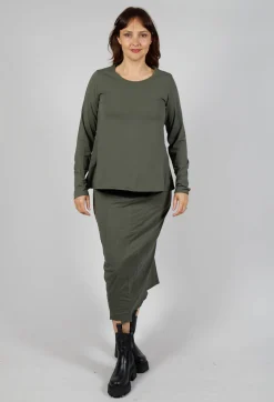 Rundholz Black Label Tops^Jersey Top with A-Line Hem in Camp
