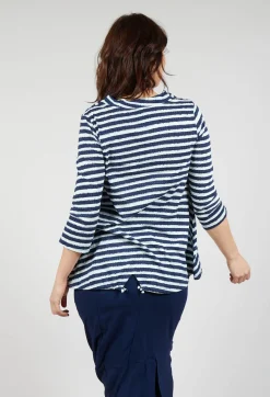 Rundholz Black Label Tops^Jersey Top with Drawstring Hem in Navy Print