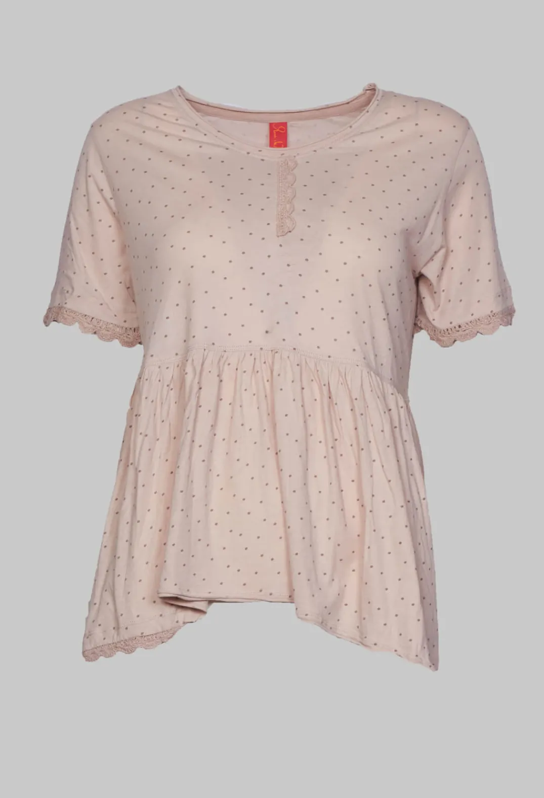 Ewa I Walla Shirts & Blouses^Jersey Top with Flared Hemline in Dots