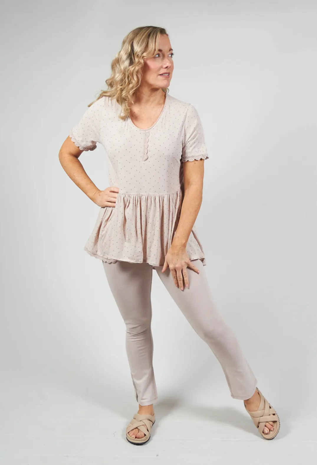 Ewa I Walla Shirts & Blouses^Jersey Top with Flared Hemline in Dots