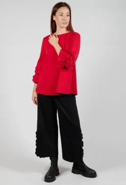 Mei Meij Tops^Jersey Top with Floral Embellishment in Marlboro