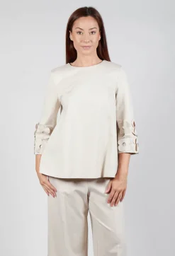Mei Meij Tops^Jersey Top with Floral Embellishment in Sandshell