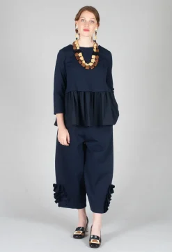 Mei Meij Shirts & Blouses^Jersey Top with Peplum Hem in Blue Nights and Dark Navy