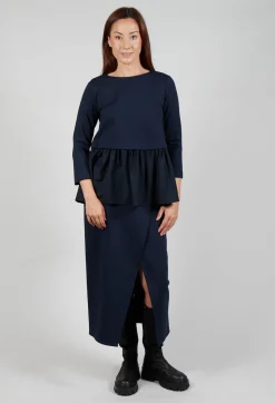 Mei Meij Shirts & Blouses^Jersey Top with Peplum Hem in Blue Nights and Dark Navy