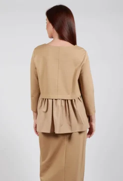 Mei Meij Shirts & Blouses^Jersey Top with Peplum Hem in Camel