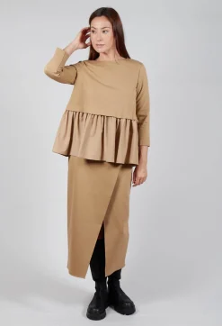 Mei Meij Shirts & Blouses^Jersey Top with Peplum Hem in Camel