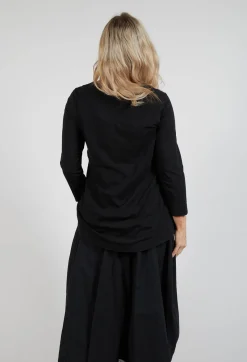 Rundholz Black Label Tops^Jersey Top with Three Quarter Sleeves in Black
