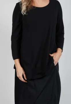 Rundholz Black Label Tops^Jersey Top with Three Quarter Sleeves in Black