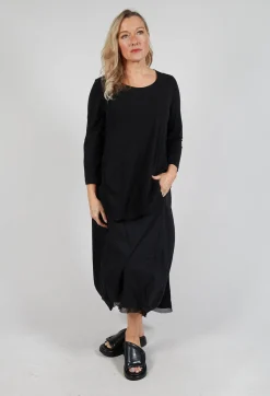 Rundholz Black Label Tops^Jersey Top with Three Quarter Sleeves in Black