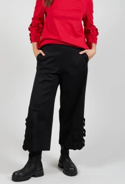 Mei Meij Trousers^Jersey Trousers with Floral Embellishment in Nero
