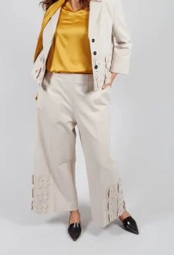 Mei Meij Trousers^Jersey Trousers with Floral Embellishment in Sandshell