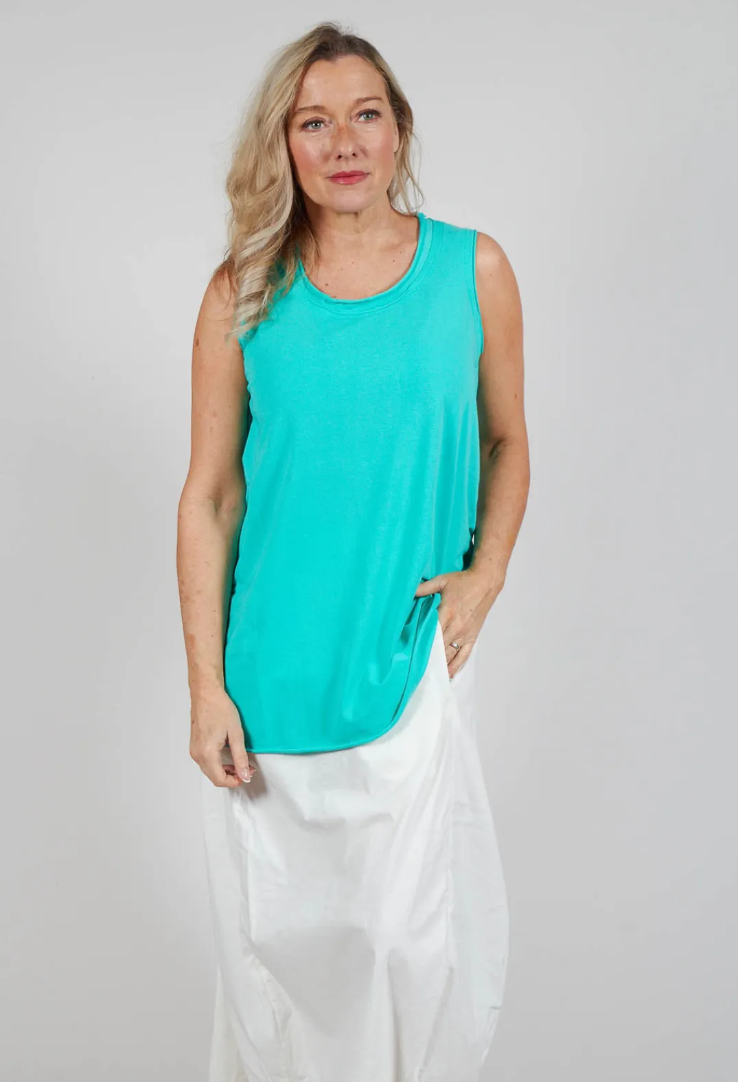 Rundholz Black Label Tops^Jersey Vest Top in Aqua Jersey Vest Top in Aqua