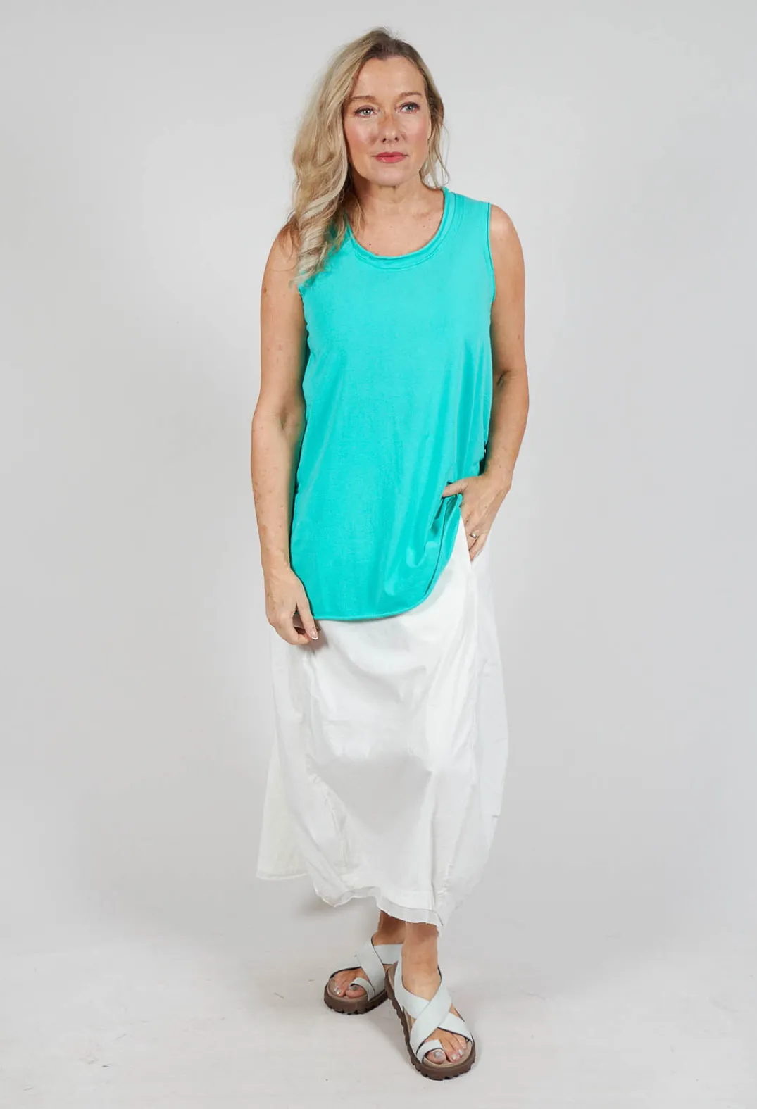 Rundholz Black Label Tops^Jersey Vest Top in Aqua Jersey Vest Top in Aqua