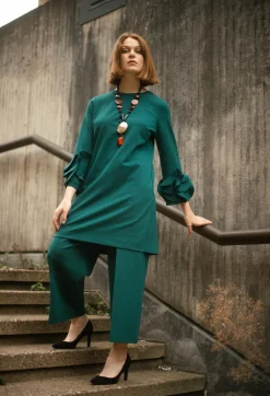 Mei Meij Trousers^Jersey Wide Leg Trousers in Ottanio