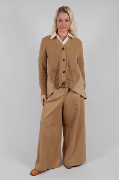 Mei Meij Trousers^Jersey Wide Leg Trousers with Belt in Camel