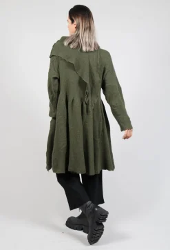 Rundholz Dip Knitwear^Jumper Dress with Ascot Neck Detail in Olive