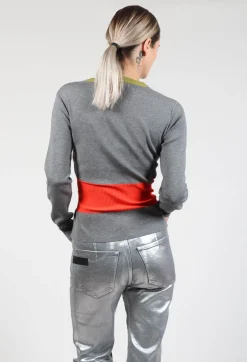Beatrice B Knitwear|Jumpers^Jumper with Contrasting Detail in Grey