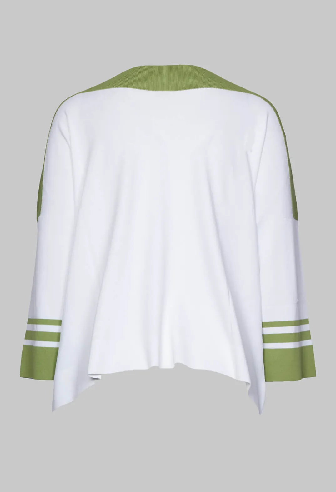 Nijii Jumpers^Jumper with Three Quarter Length Sleeves in White and Green