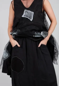 Bize Trousers^Keten Drop-Crotch Culottes in Black