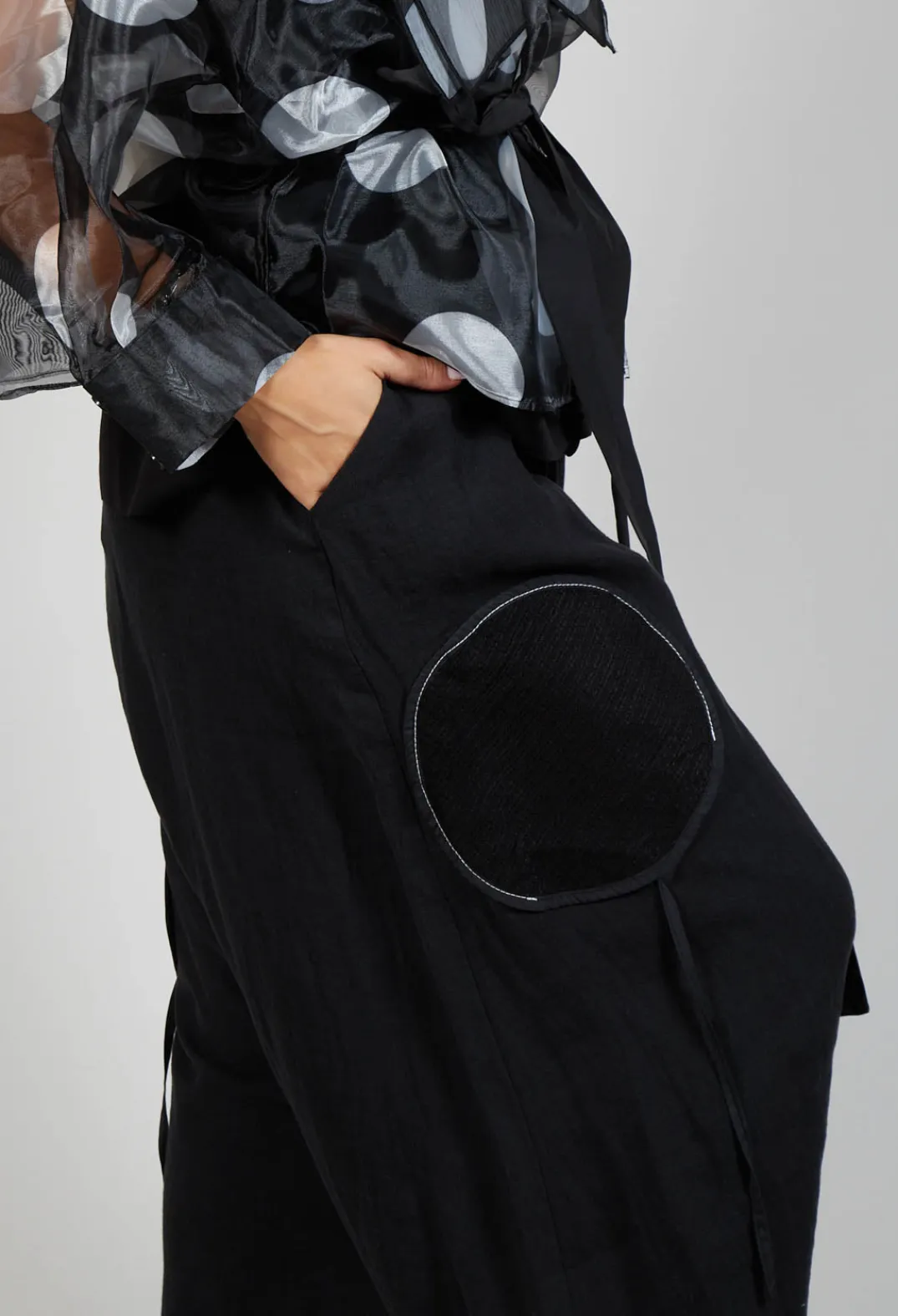 Bize Trousers^Keten Drop-Crotch Culottes in Black