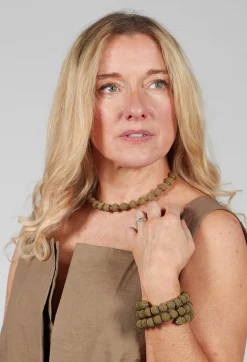 Narratives Bracelets^Khaki Springwire Woven Ball Bracelet