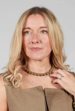 Narratives Necklaces^Khaki Springwire Woven Ball Necklace
