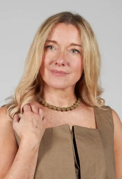 Narratives Necklaces^Khaki Springwire Woven Ball Necklace