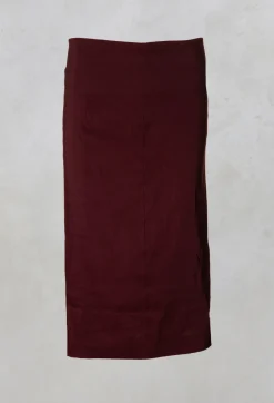 Crea Concept Skirts^Knee Length Skirt with Folded Waistband in Burgundy