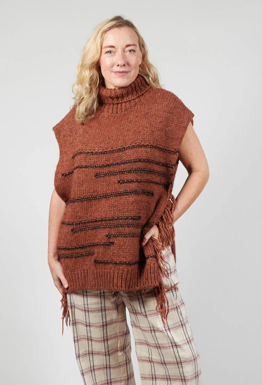 Maliparmi Coats^Knitted Cape in Ruggine Rust