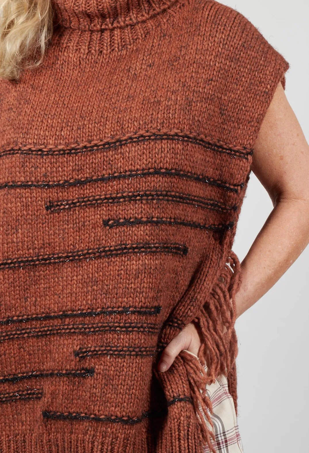 Maliparmi Coats^Knitted Cape in Ruggine Rust