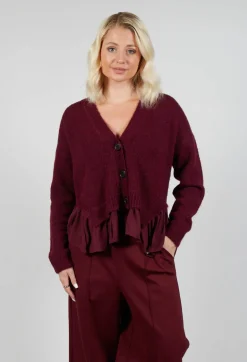 Mei Meij Cardigans^Knitted Cardigan with Frill Hem in Rumba