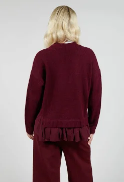 Mei Meij Cardigans^Knitted Cardigan with Frill Hem in Rumba