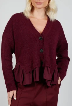 Mei Meij Cardigans^Knitted Cardigan with Frill Hem in Rumba