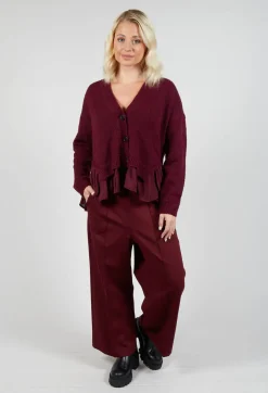 Mei Meij Cardigans^Knitted Cardigan with Frill Hem in Rumba