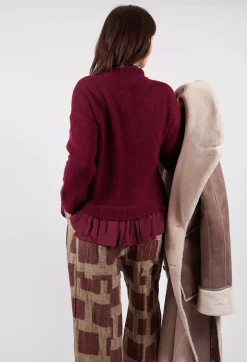 Mei Meij Jumpers^Knitted Jumper with Frill Hem in Rumba