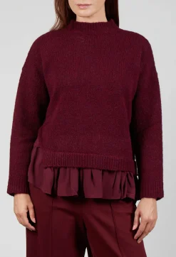 Mei Meij Jumpers^Knitted Jumper with Frill Hem in Rumba