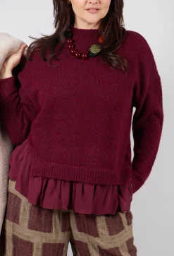 Mei Meij Jumpers^Knitted Jumper with Frill Hem in Rumba