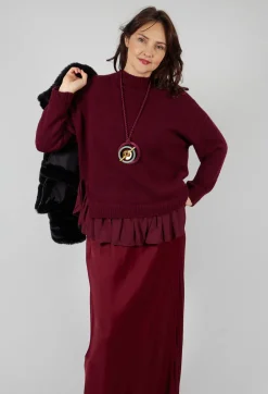 Mei Meij Jumpers^Knitted Jumper with Frill Hem in Rumba