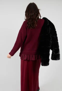 Mei Meij Jumpers^Knitted Jumper with Frill Hem in Rumba