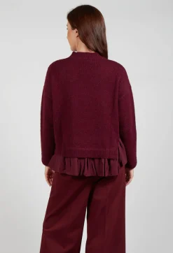 Mei Meij Jumpers^Knitted Jumper with Frill Hem in Rumba
