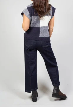 Collectors Club Jumpers^Knitted Vest Checked Jaquard in Navy